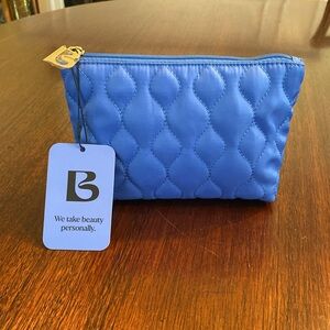 Bluemercury Blue Quilted Makeup Cosmetic Travel Toiletry Bag Case NWT